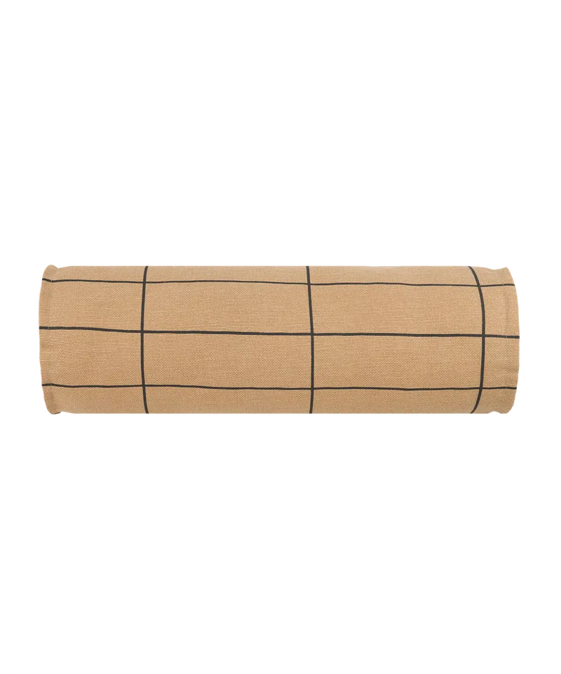Nobodinoz Cylinder Cushion Brown Black Grid