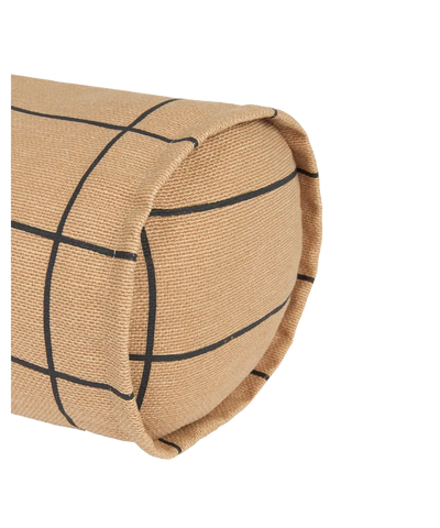 Nobodinoz Cylinder Cushion Brown Black Grid