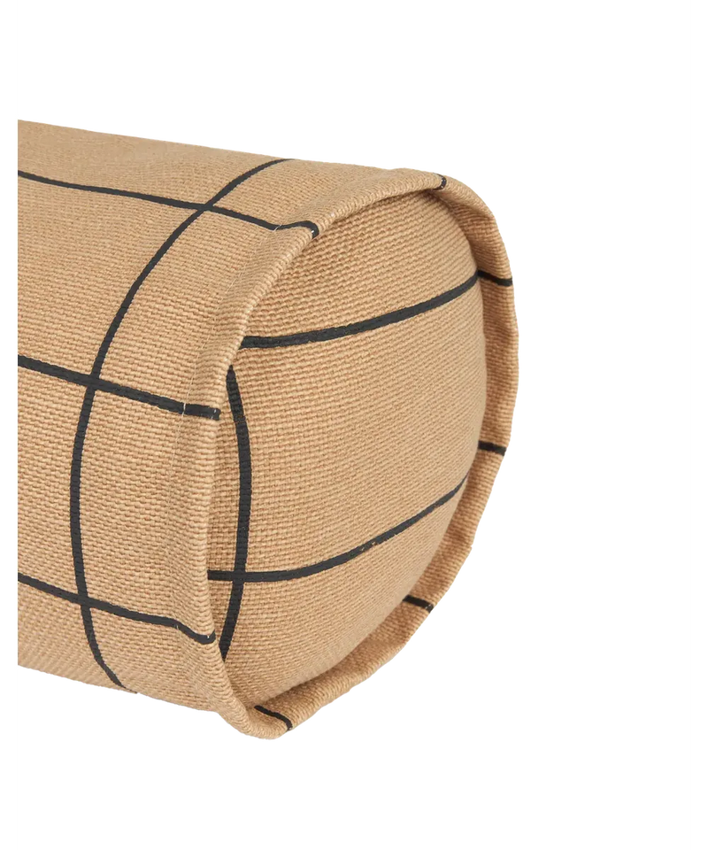 Nobodinoz Cylinder Cushion Brown Black Grid