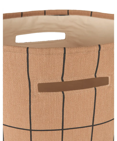 Nobodinoz Large Storage Basket Brown Black Grid