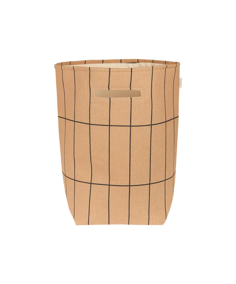 Nobodinoz Large Storage Basket Brown Black Grid