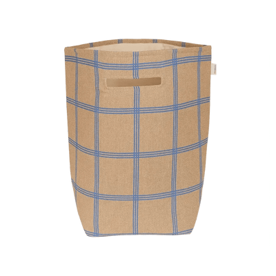 Nobodinoz Large Storage Basket Brown Blue Windowpane - Studio Play