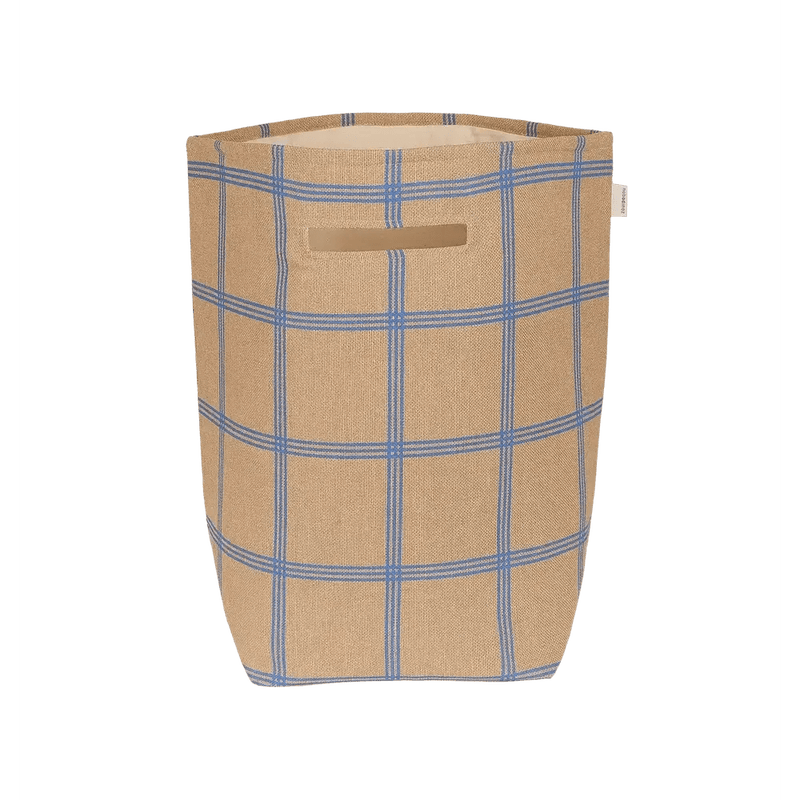 Nobodinoz Large Storage Basket Brown Blue Windowpane - Studio Play