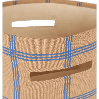 Nobodinoz Large Storage Basket Brown Blue Windowpane - Studio Play