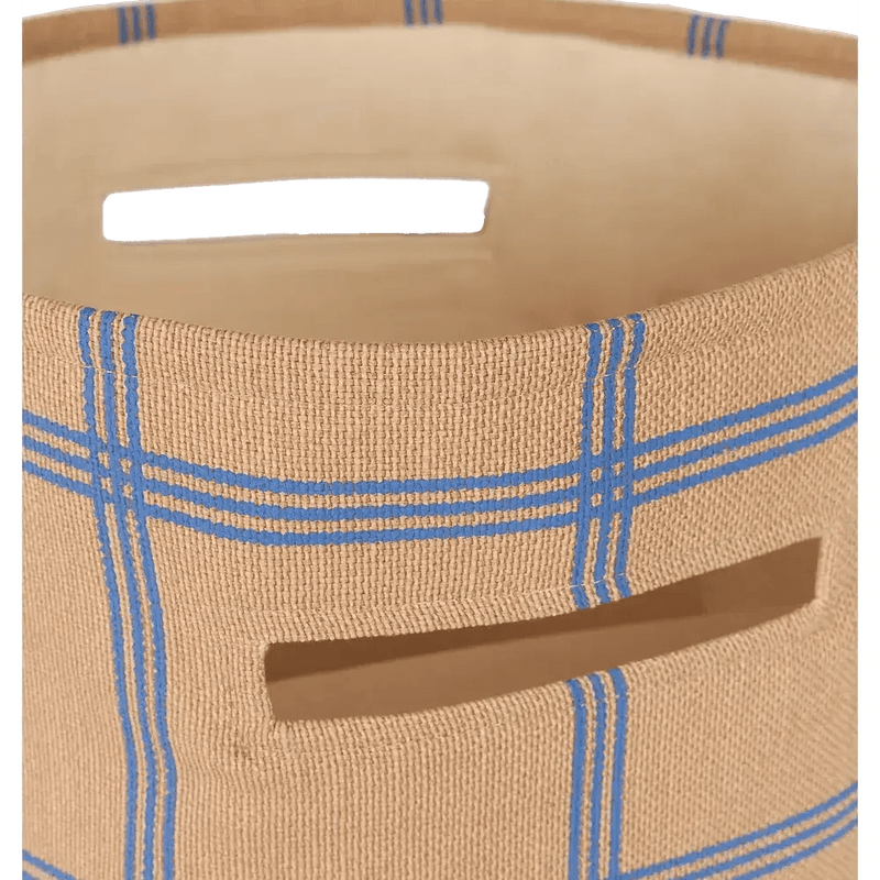 Nobodinoz Large Storage Basket Brown Blue Windowpane - Studio Play