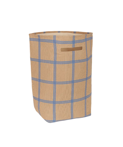 Nobodinoz Large Storage Basket Brown Blue Windowpane