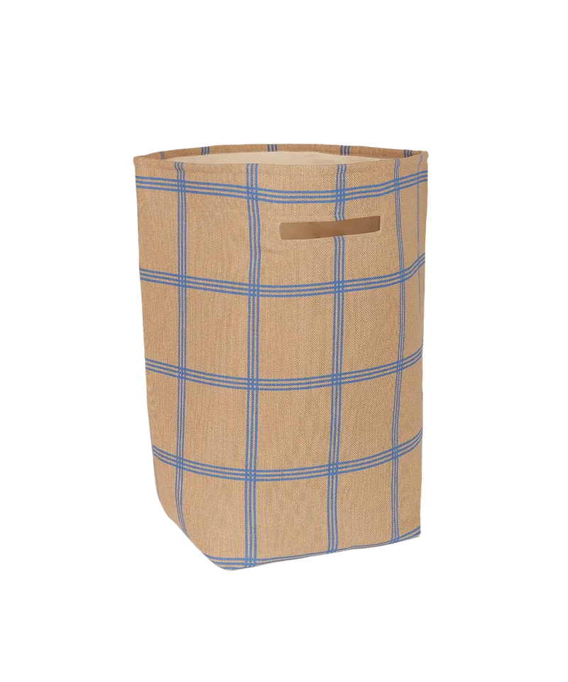 Nobodinoz Large Storage Basket Brown Blue Windowpane