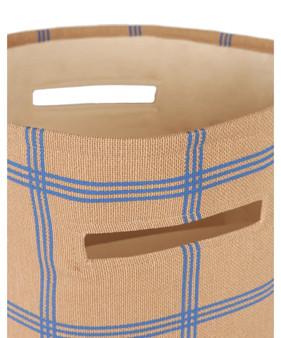 Nobodinoz Large Storage Basket Brown Blue Windowpane