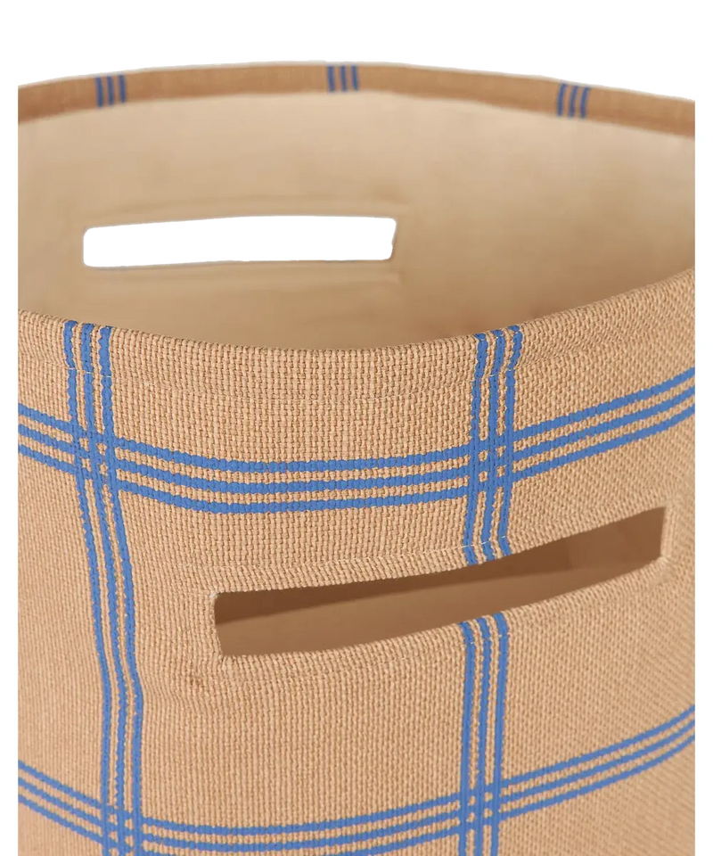 Nobodinoz Large Storage Basket Brown Blue Windowpane