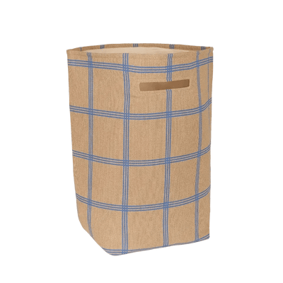 Nobodinoz Large Storage Basket Brown Blue Windowpane - Studio Play