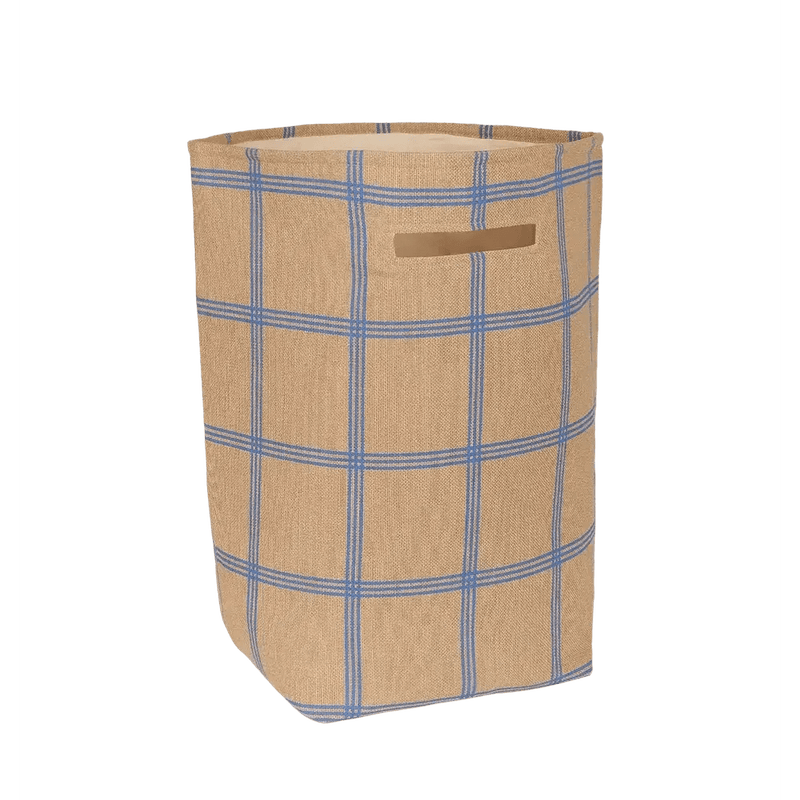 Nobodinoz Large Storage Basket Brown Blue Windowpane - Studio Play
