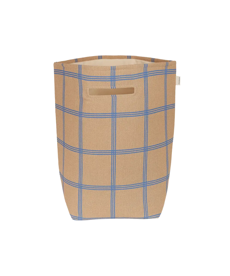 Nobodinoz Large Storage Basket Brown Blue Windowpane