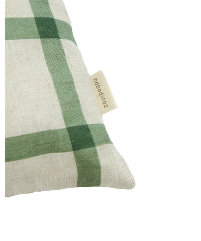 Nobodinoz Rectangular Cushion M Green Windowpane Bird