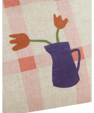 Nobodinoz Rectangular Cushion M Pink Windowpane Tulips