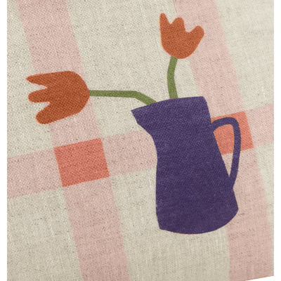 Nobodinoz Rectangular Cushion M Pink Windowpane Tulips - Studio Play