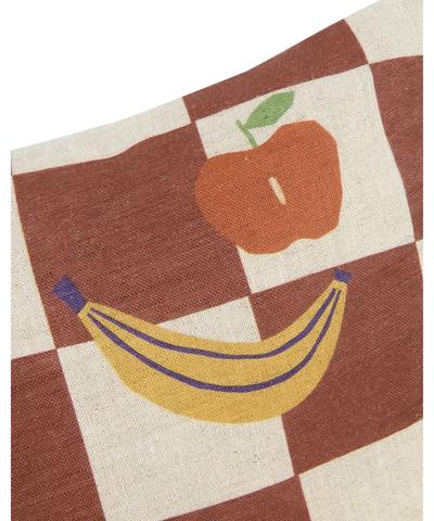Nobodinoz Rectangular Cushion S Maroon Checks Fruit