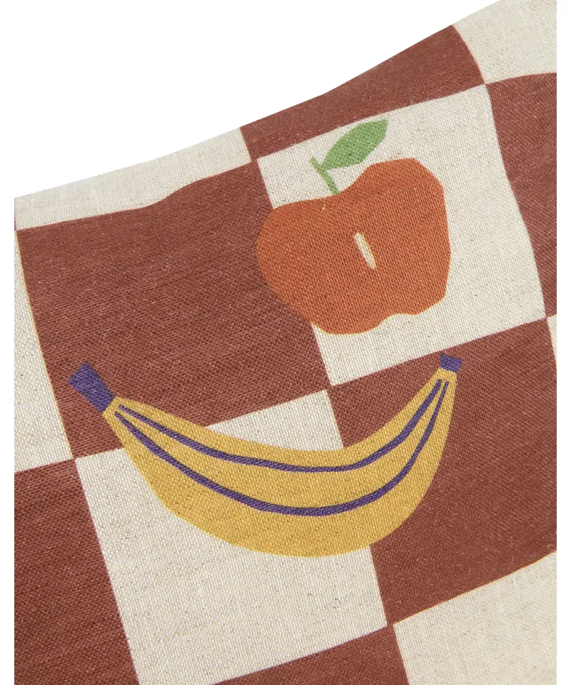 Nobodinoz Rectangular Cushion S Maroon Checks Fruit