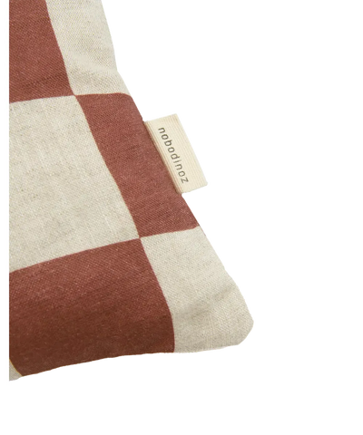 Nobodinoz Rectangular Cushion S Maroon Checks Fruit