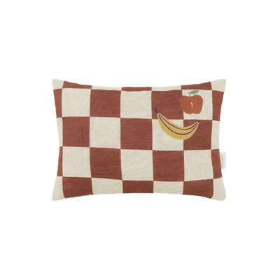 Nobodinoz Rectangular Cushion S Maroon Checks Fruit - Studio Play