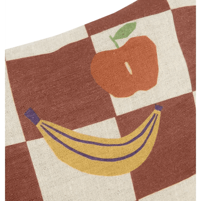 Nobodinoz Rectangular Cushion S Maroon Checks Fruit - Studio Play