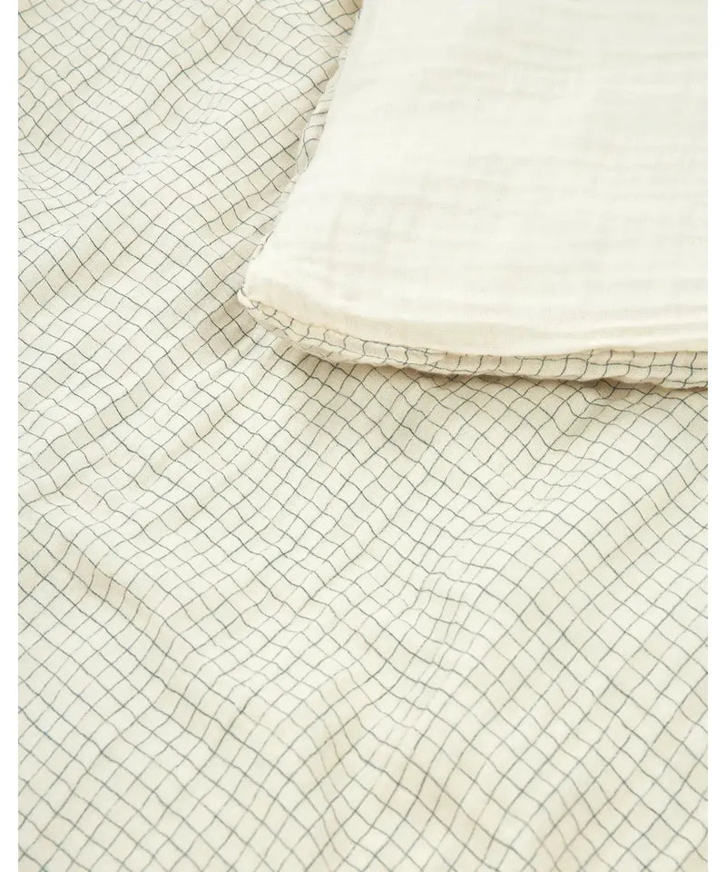 Nobodinoz Washed Duvet Cover Set Blue Grid
