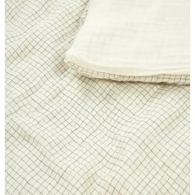 Nobodinoz Washed Muslin Single Duvet Cover Blue Grid - Studio Play