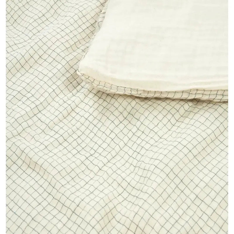 Nobodinoz Washed Muslin Single Duvet Cover Blue Grid - Studio Play