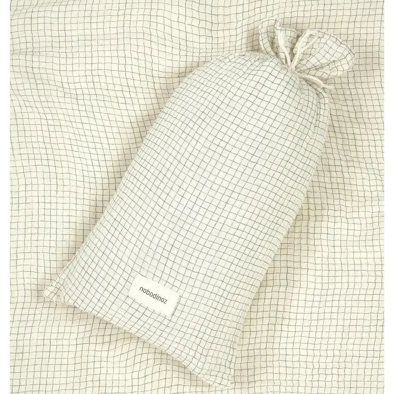 Nobodinoz Washed Muslin Single Duvet Cover Blue Grid - Studio Play