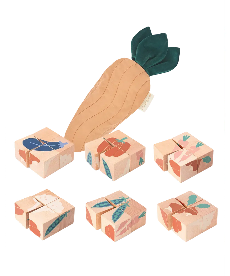 Nobodinoz Wooden Cubes Veggies