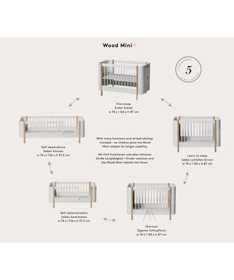 Oliver Furniture Mini+ Ledikant/Bed Incl. junior kit White/Oak