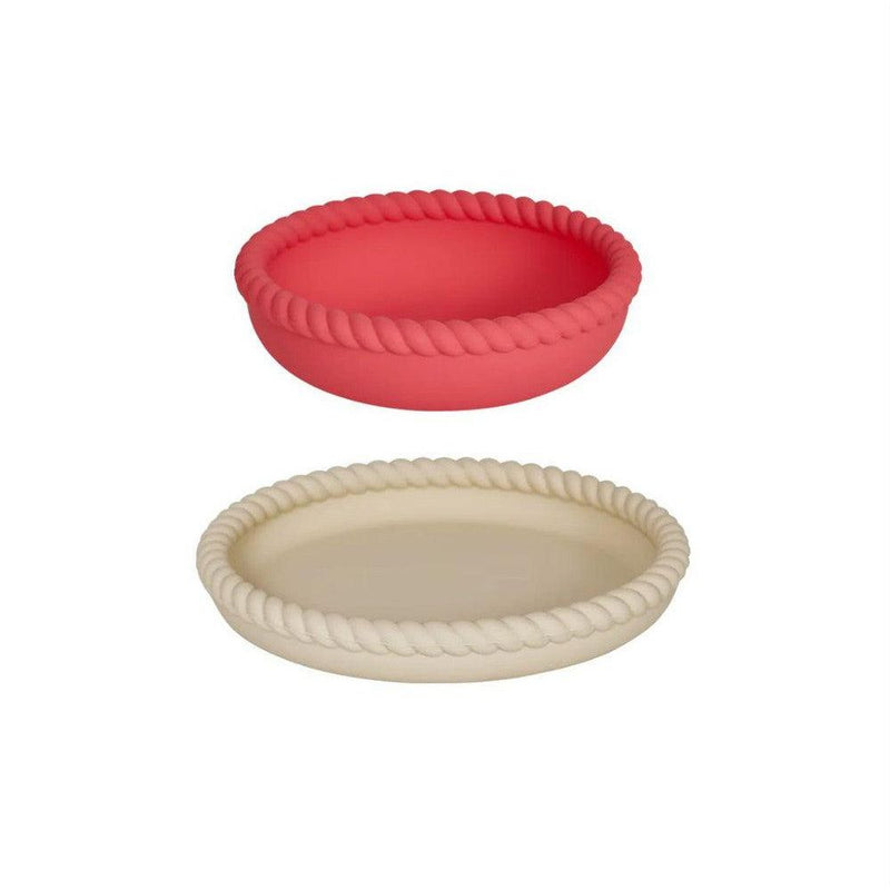 OYOY Mellow Plate & Bowl (Vanilla/Cherry Red) - Studio Play