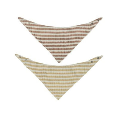 OYOY Striped Drool Bib 2 - Pack Natural/Caramel - Studio Play