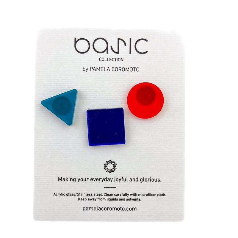 Pamela Coromoto Basic Earrings Set of 3 Blue/Red/Turquoise - Studio Play