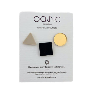 Pamela Coromoto Basic Earrings Set of 3 Gold/Black/Beige - Studio Play