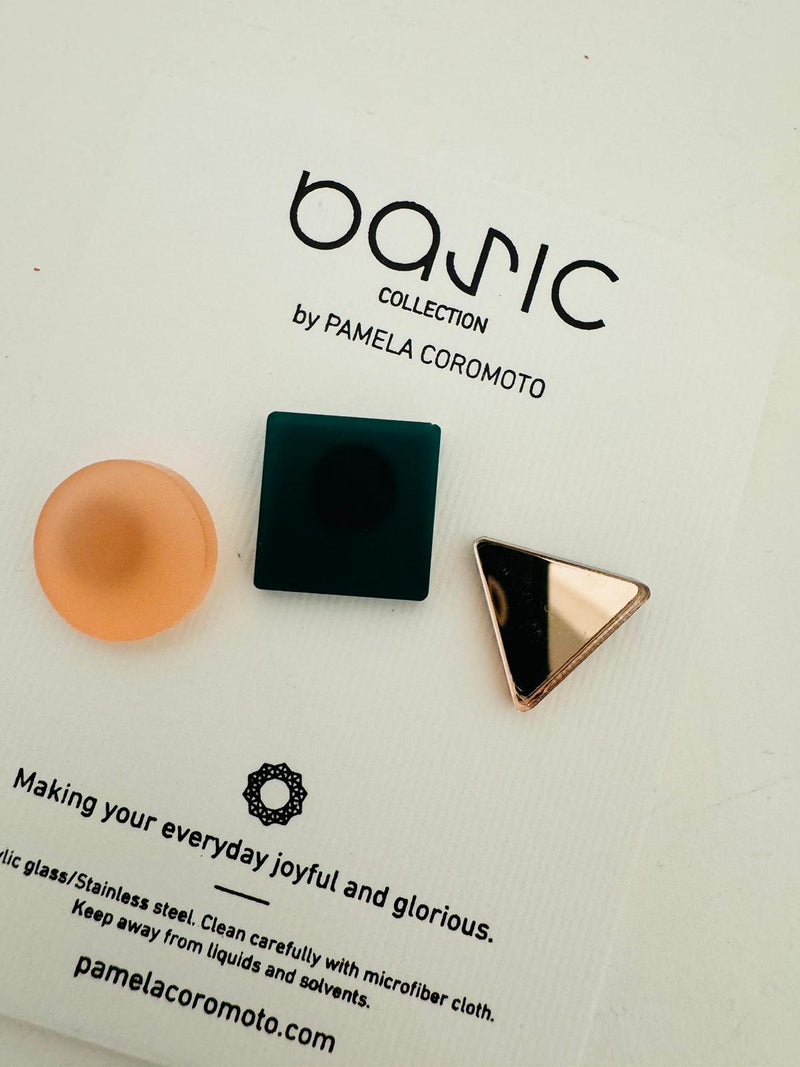 Pamela Coromoto Basic Earrings Set of 3 Green/Rose Gold/Pink