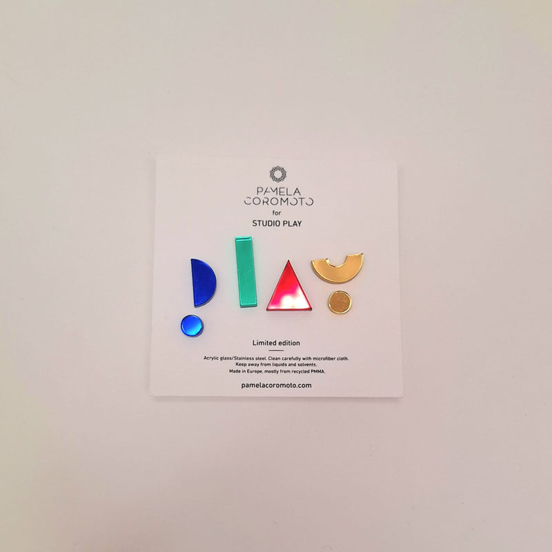 Pamela Coromoto Studio Play Earrings Shiny set of 6 blue/gold/green/red