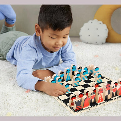 Petit Collage Chess Set On The Move