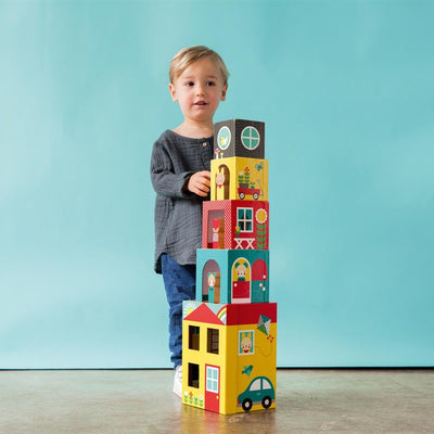 Petit Collage Stacking Tower Peek-A-Boo