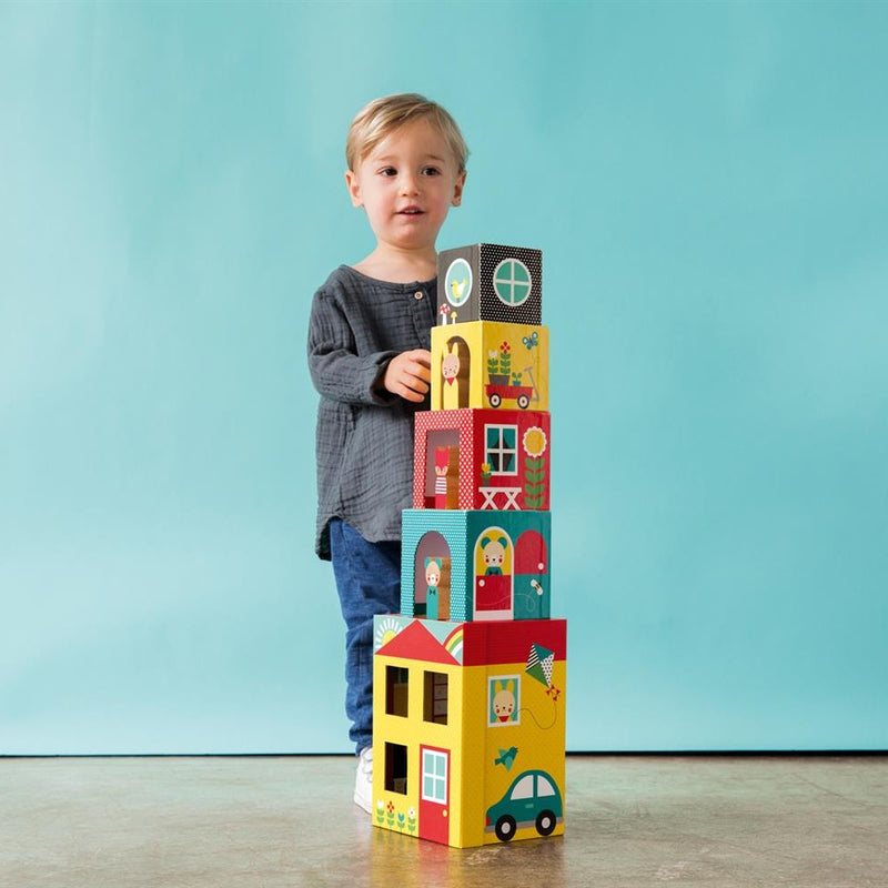 Petit Collage Stacking Tower Peek-A-Boo