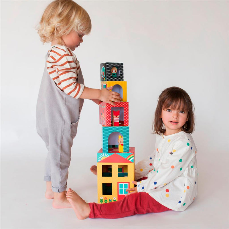 Petit Collage Stacking Tower Peek-A-Boo