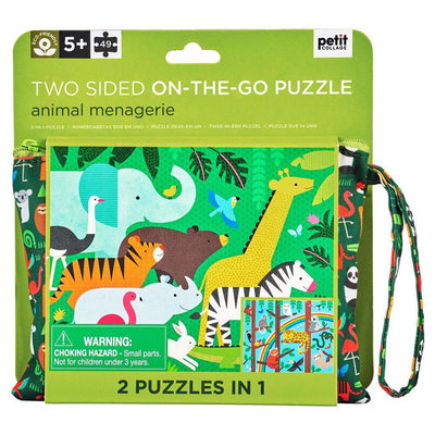 Petit Collage Tweezijdige Puzzel On - The - Go Dierenhuishouding - Studio Play