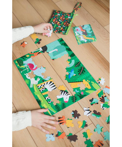 Petit Collage Tweezijdige Puzzel On-The-Go Dierenhuishouding