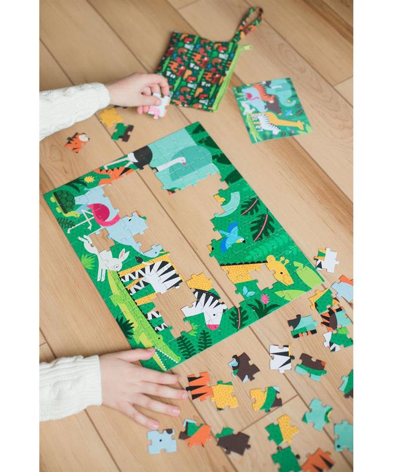 Petit Collage Tweezijdige Puzzel On-The-Go Dierenhuishouding