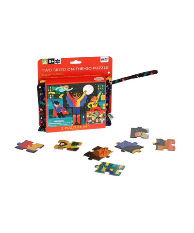Petit Collage Tweezijdige Puzzel On-The-Go Superhelden