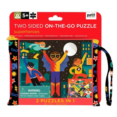 Petit Collage Tweezijdige Puzzel On - The - Go Superhelden - Studio Play