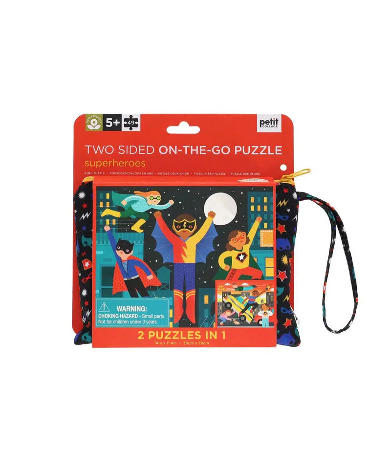 Petit Collage Tweezijdige Puzzel On-The-Go Superhelden