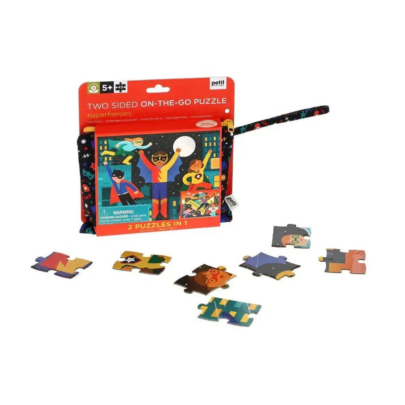 Petit Collage Tweezijdige Puzzel On - The - Go Superhelden - Studio Play