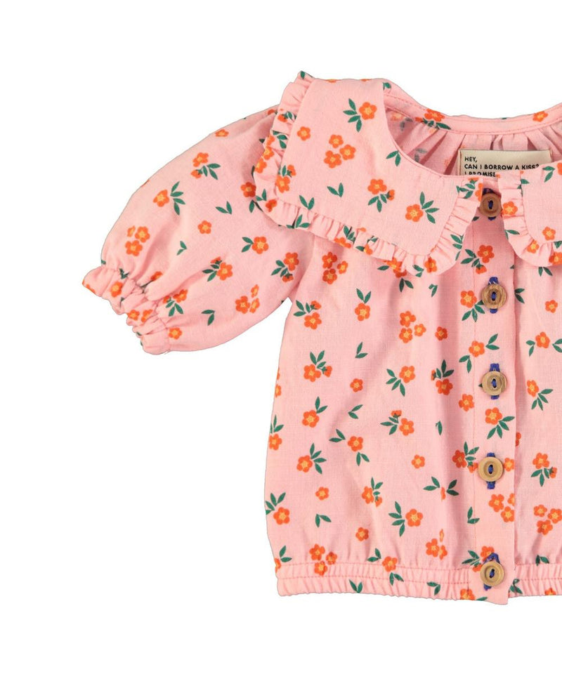 Piupiuchick Baby Blouse With Sailor Collar Pink Flowers