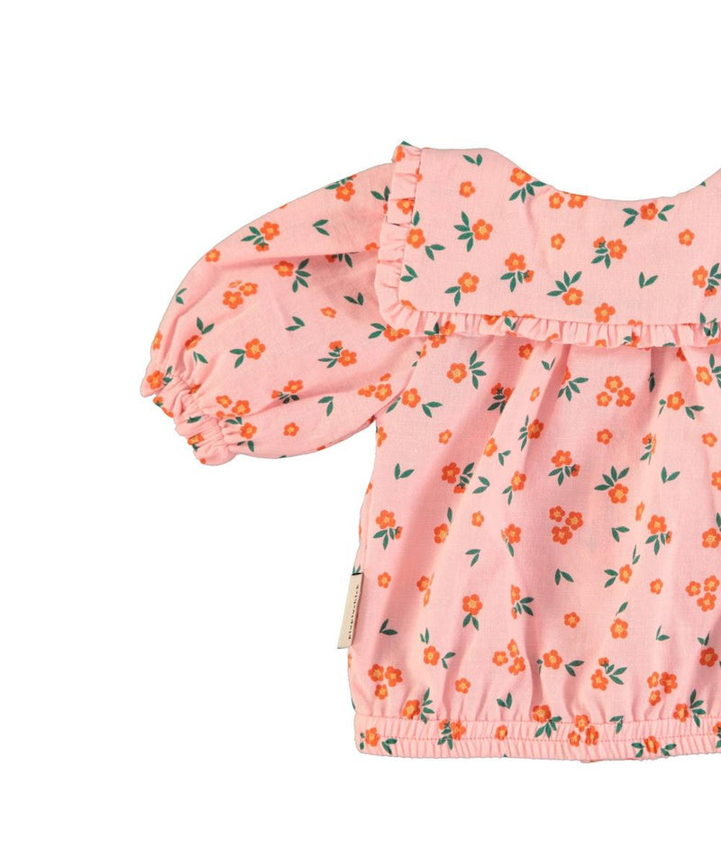 Piupiuchick Baby Blouse With Sailor Collar Pink Flowers
