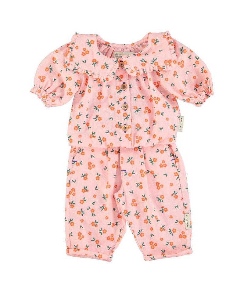 Piupiuchick Baby Blouse With Sailor Collar Pink Flowers